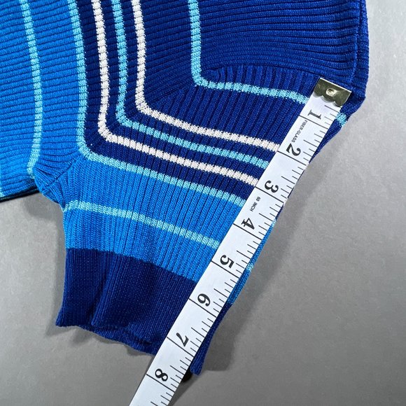 Norton McNaughton Petites Stretch Ribbed Blue Stripes Short Sleeves Size‎ P - Picture 8 of 11